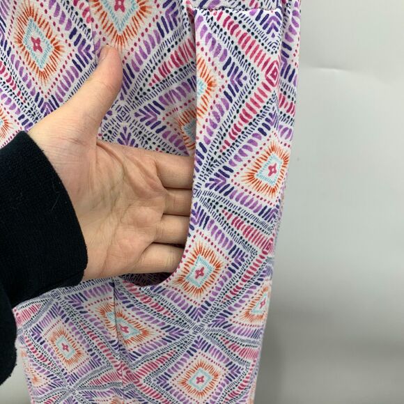 J Jill Dress Womens XS Purple Multi Geo Print Soft Stretch Cuffed Short Sleeves - Picture 4 of 16